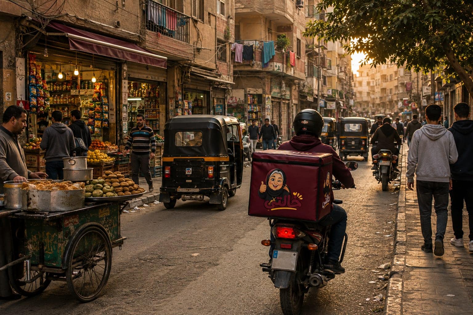 Illustrative scene of local shops and life on an Egyptian street